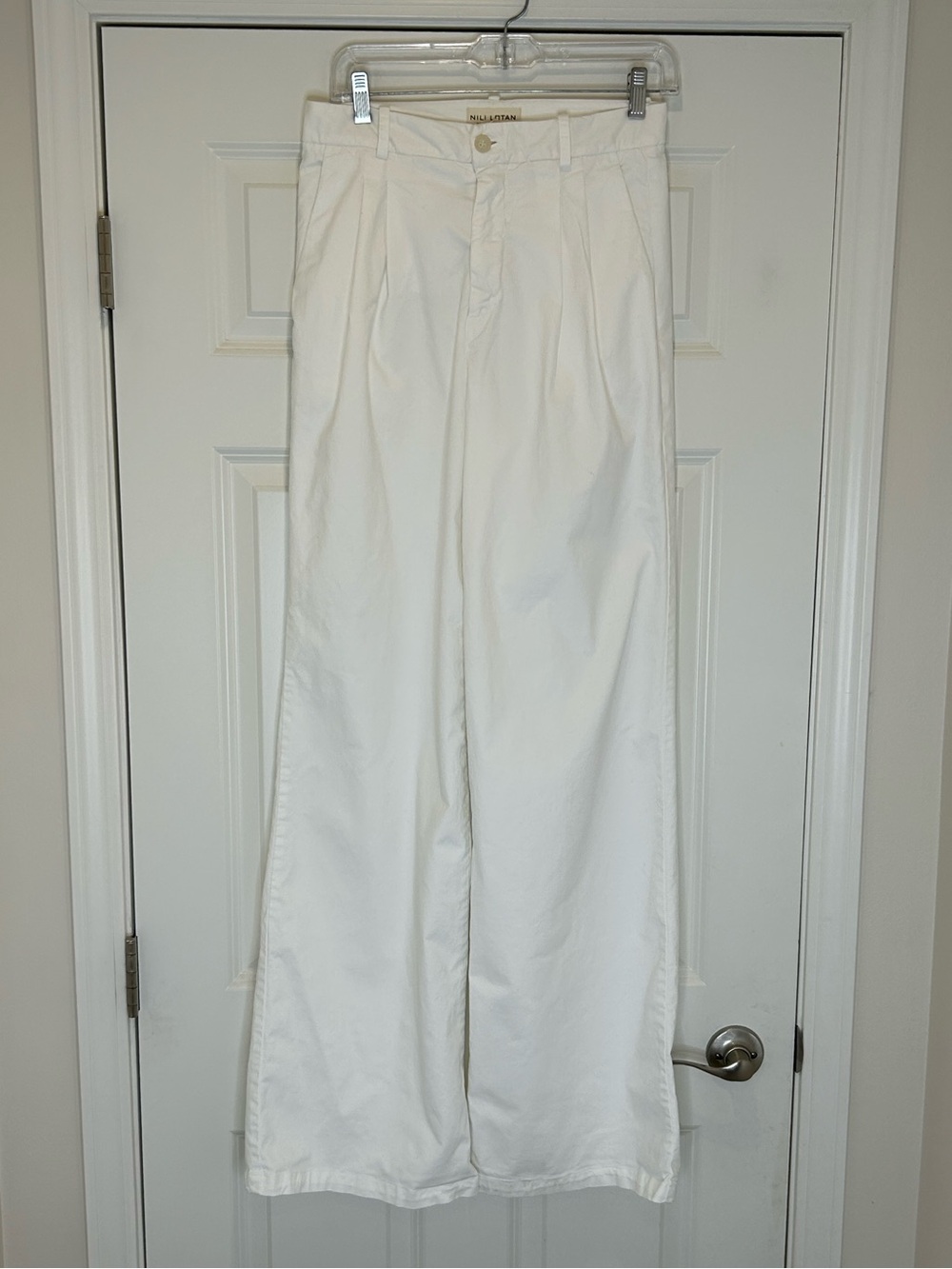 Nili Lotan White Cotton Flavie Wide Leg Trousers Size 4